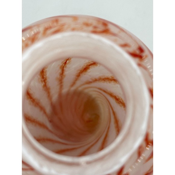 Vtg MCM Art Glass Vase White Burnt Orange Swirl Design Opaline? 12" Core RARE - Picture 9 of 12